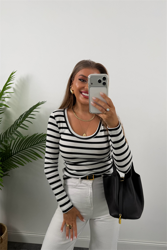 U Yaka %100 Pamuklu Likralı Basic Body Yeni Marin