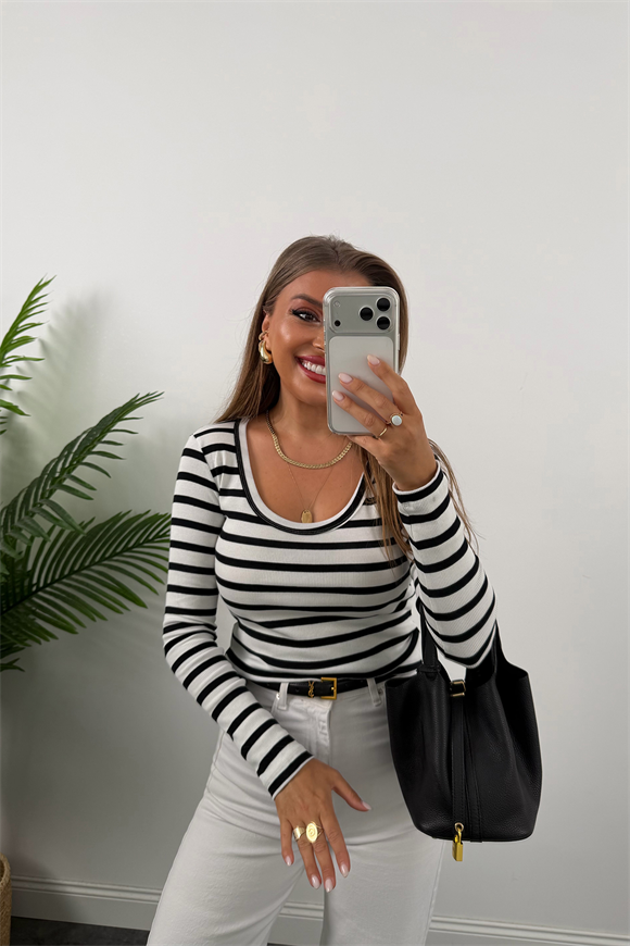 U Yaka %100 Pamuklu Likralı Basic Body Yeni Marin