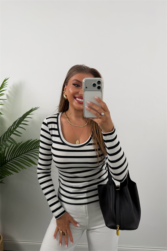 U Yaka %100 Pamuklu Likralı Basic Body Yeni Marin