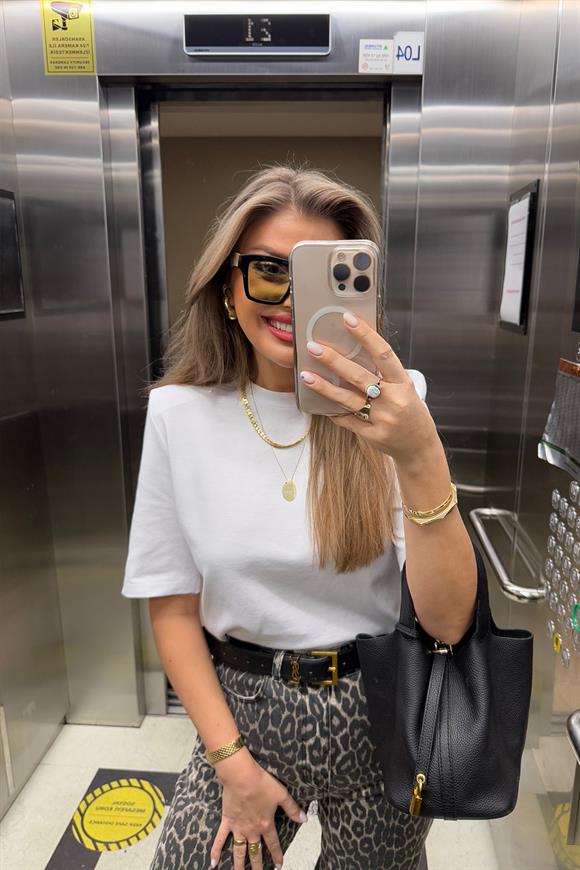 Vatkalı Tok Kumaş Premium Kalite Tam Pamuklu Tshirt Beyaz