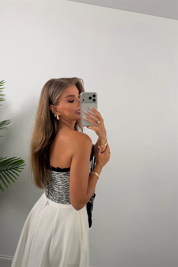 Victoria Tasarım Korse Bluz Zebra