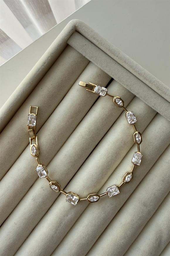 Xupıng Asimetrik Taş Detaylı Marka Model Bileklik