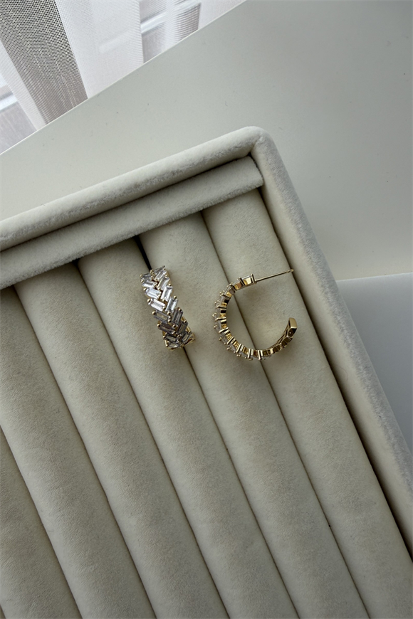 Xupıng Baget Taşlı Çavuş Model Halka Küpe