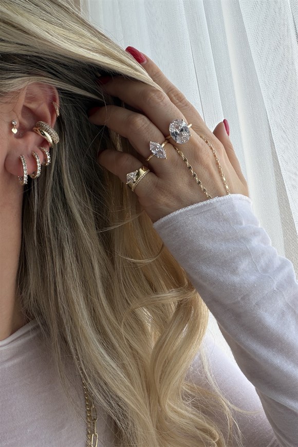 Xupıng Basic Taşlı Model Halka Küpe