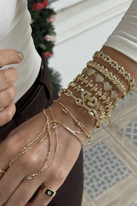 Xupıng Bombeli Taşlı Kalp Bileklik