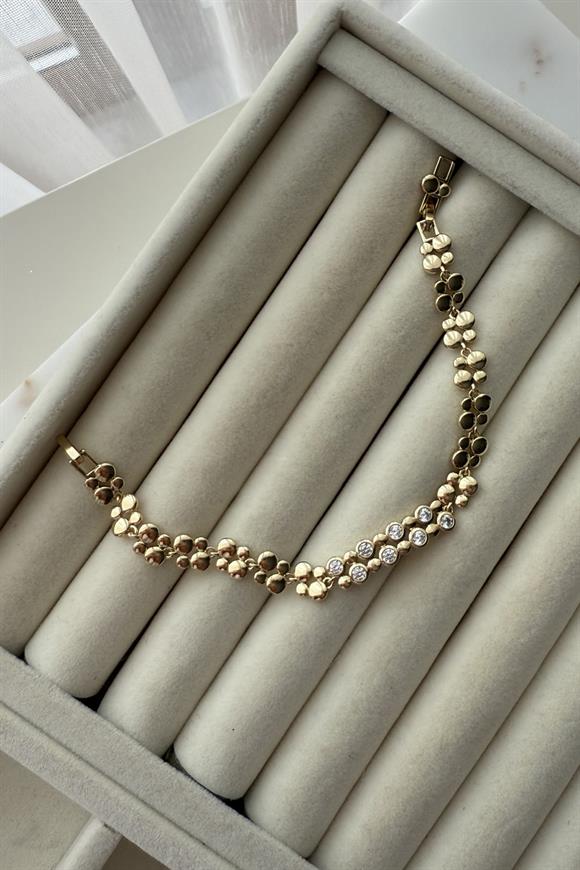 Xupıng Çift Görünümlü Ortası Taşlı Pul Bileklik