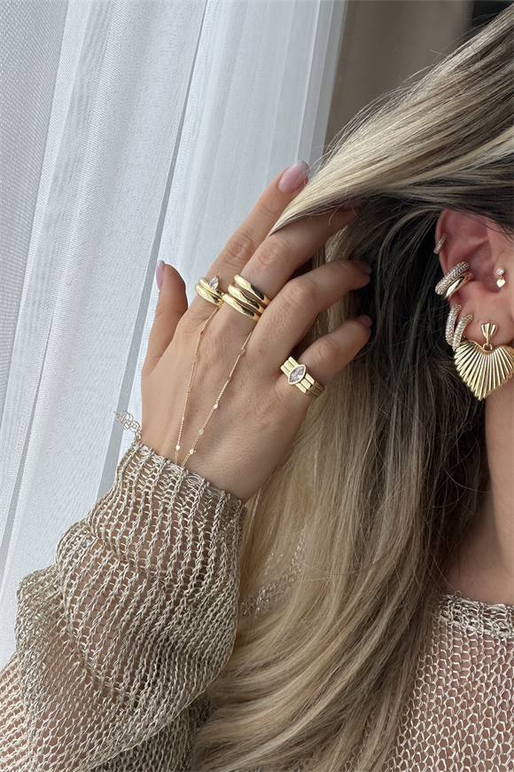 Xupıng Çizgili Bombeli Kalp Küpe