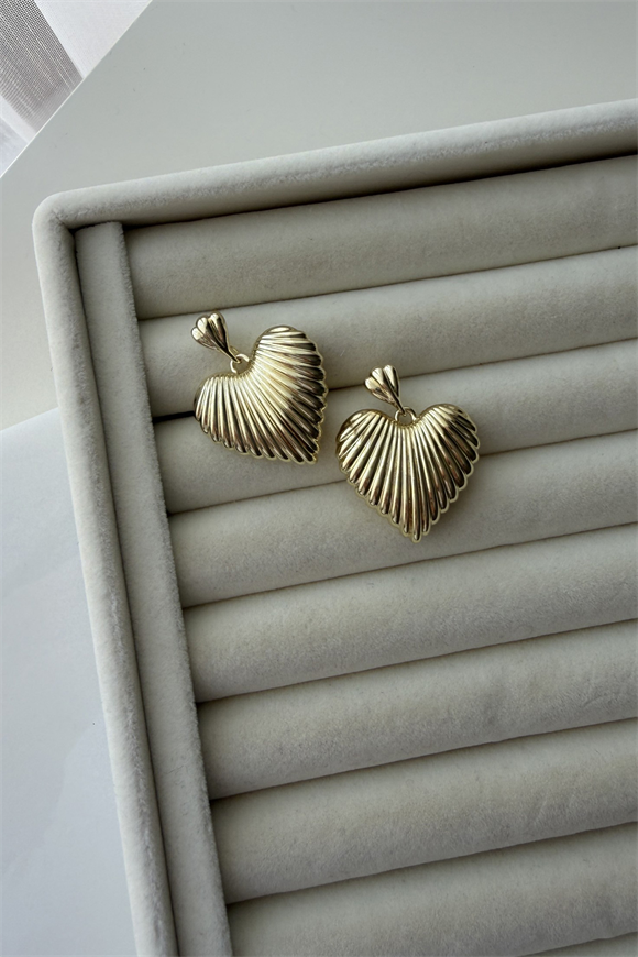 Xupıng Çizgili Bombeli Kalp Küpe