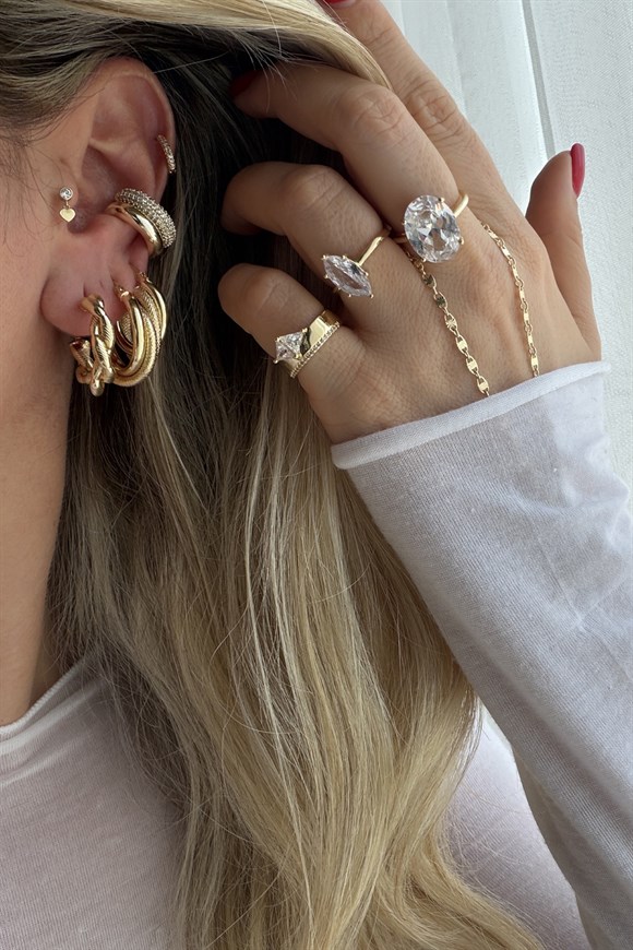 Xupıng Düz Ve Tırtıklı Plaka Model Dolamalı Halka Küpe