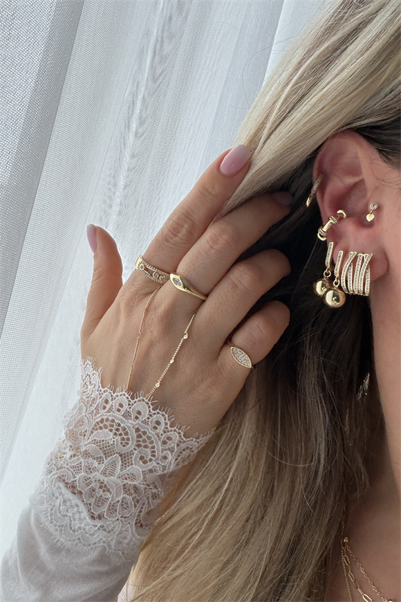 Xupıng Gold Top Sallantılı Küpe