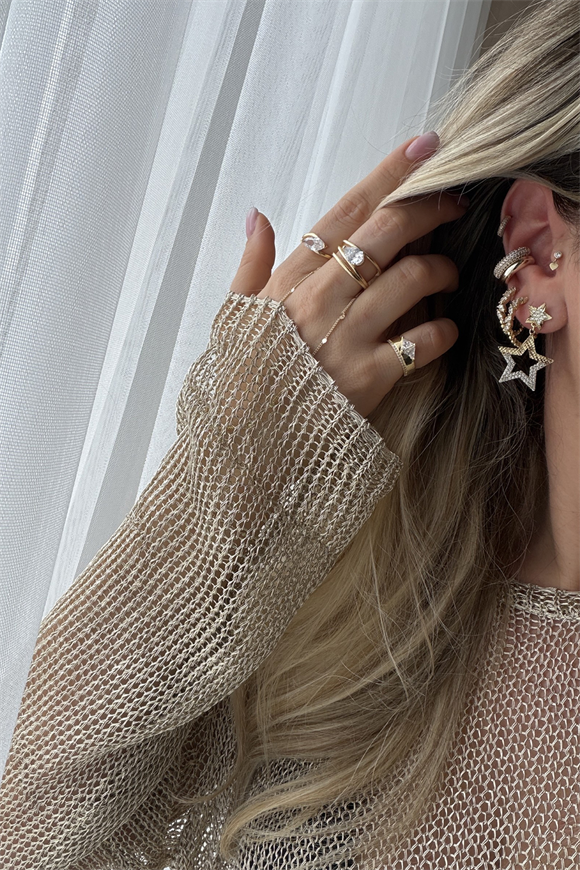 Xupıng İkili Yıldız Küpe