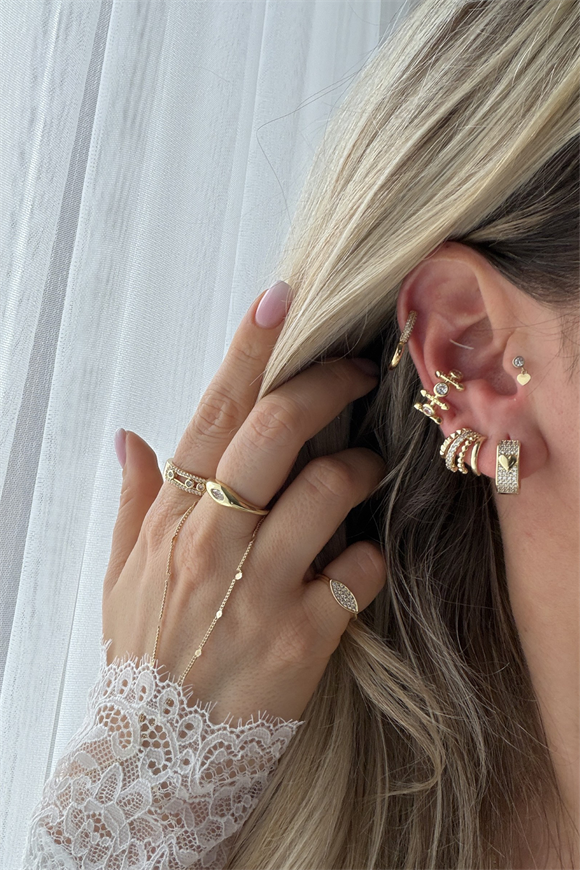 Xupıng Kalp Detaylı Kare Küpe