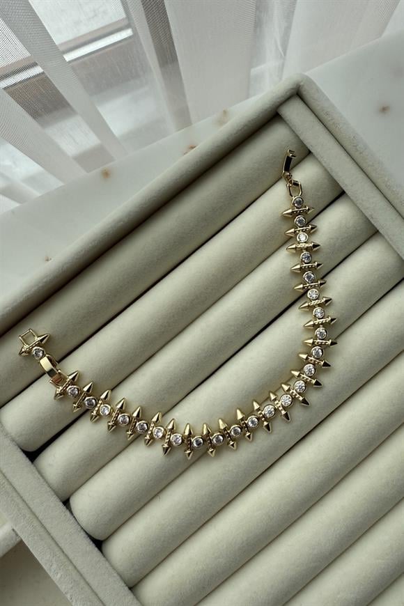 Xupıng Marka Model Taş Detaylı Gold Çivi Bileklik