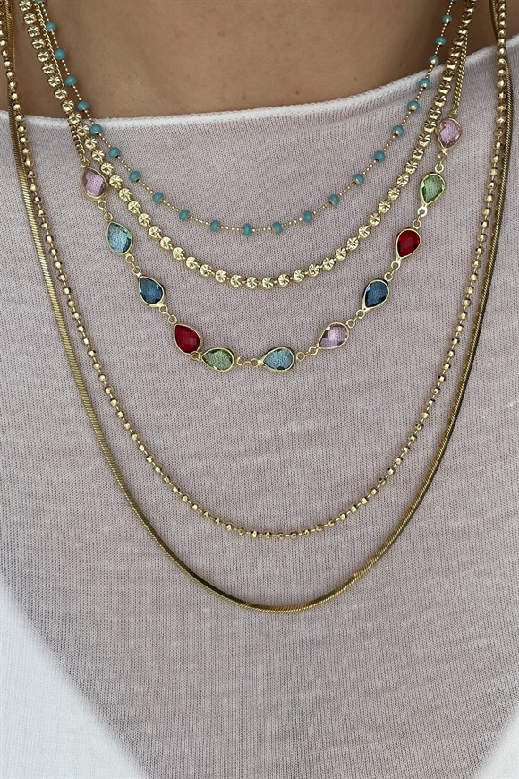 Xupıng Mavi Taşlı Kolye