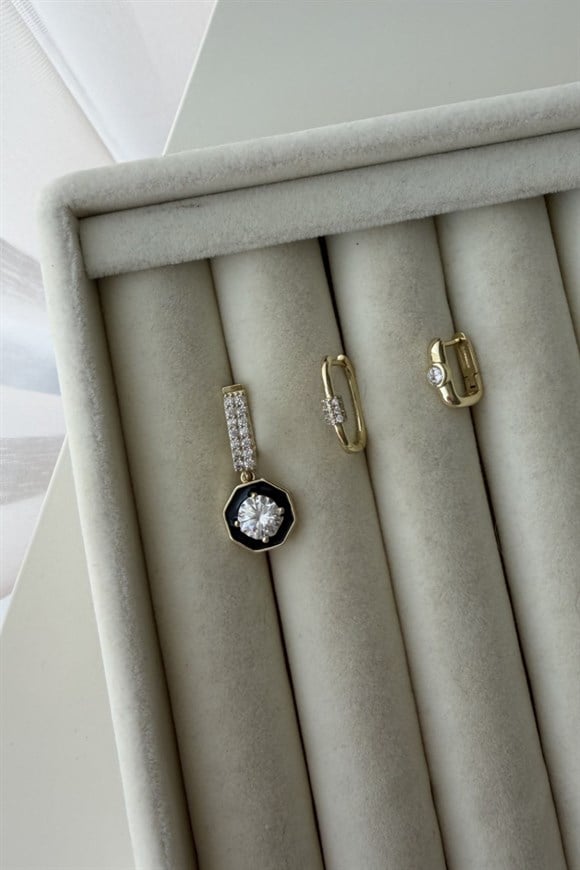 Xupıng Mineli Taşlı Halka Küpe