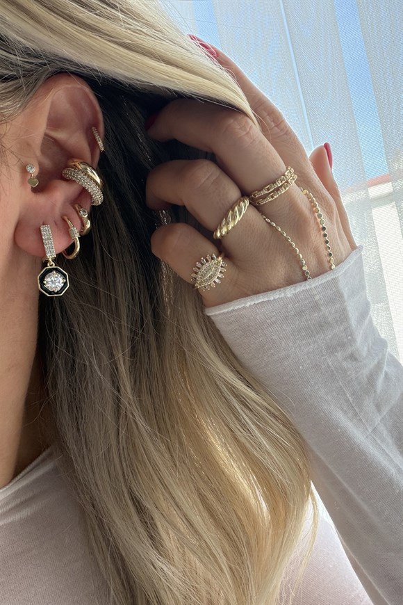 Xupıng Mineli Taşlı Halka Küpe