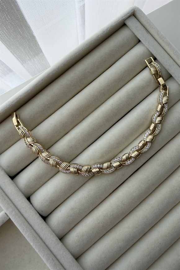 Xupıng Örgü Taş Detaylı Bileklik 