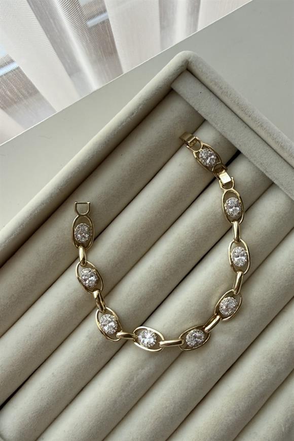 Xupıng Ortası Taş Detaylı Oval Bileklik