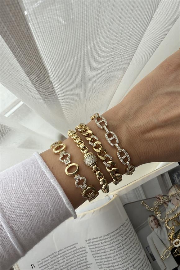 Xupıng Ortası Taşlı Silindir Model Bileklik