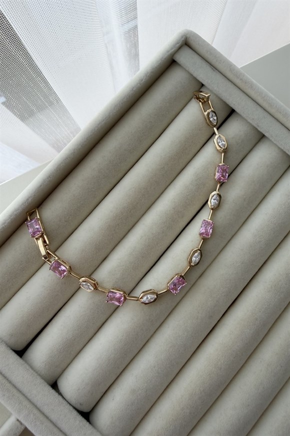 Xupıng Pembe Baget Taşlı Bileklik 