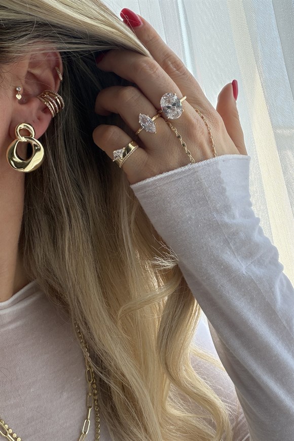 Xupıng  Plaka Zincir Model Küpe  