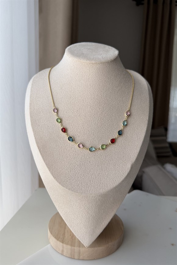 Xupıng Renkli Taşlı Kolye