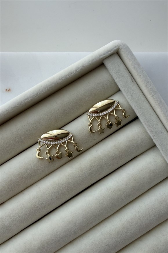 Xupıng Sallantılı Plaka  Badem Model Küpe