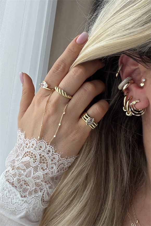 Xupıng Taş Detaylı Sarmal Küpe