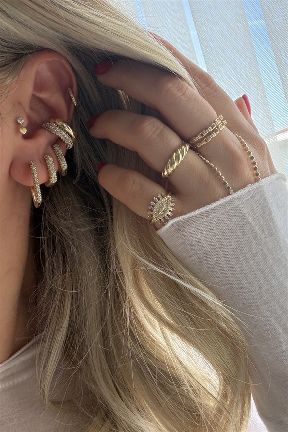 Xupıng Zirkon Taşlı Dikdörtgen Küpe