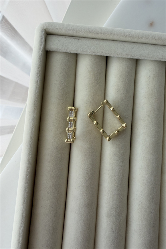 Xupıng Zirkon Taşlı Dikdörtgen Model Serenay Küpesi