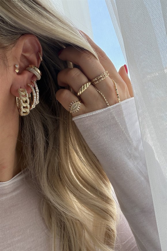 Xupıng Zirkon Taşlı Zincir Model Halka Küpe