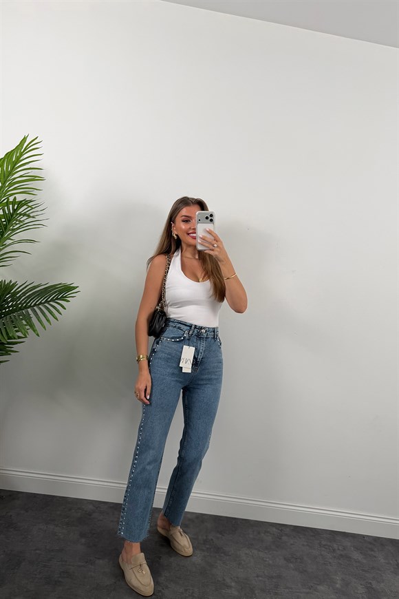 Yanı Zımbalı Premium Bf Jean 1004 Klasik Mavi