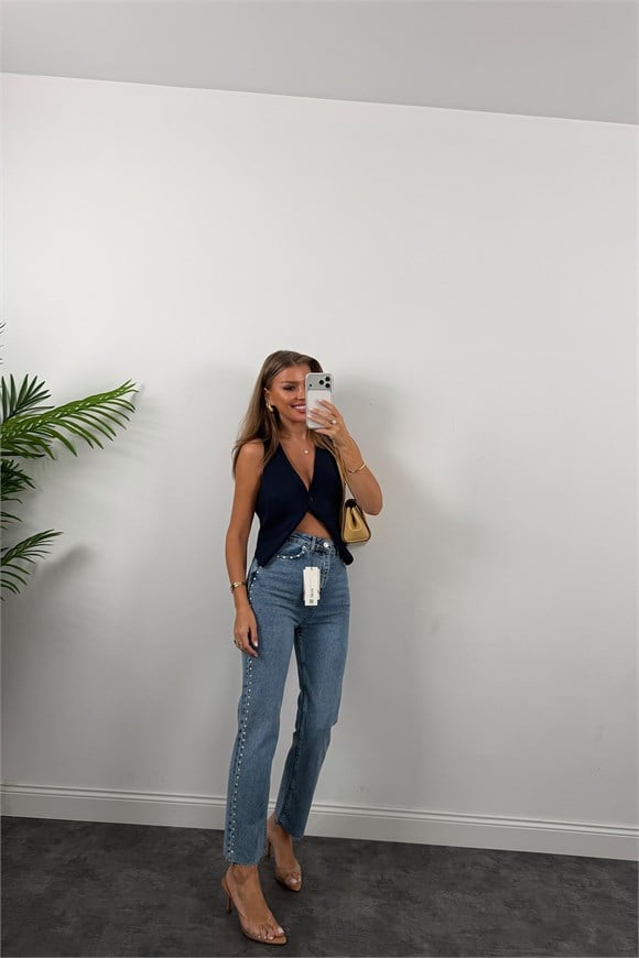 Yanı Zımbalı Premium Bf Jean 1004 Klasik Mavi 