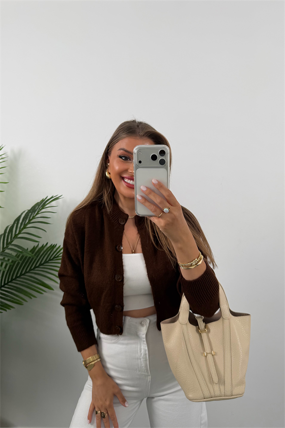 Yumoş Basic Hırka Acı Kahve