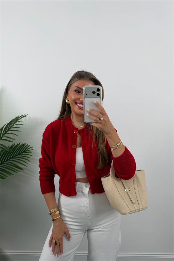 Yumoş Basic Hırka Kırmızı