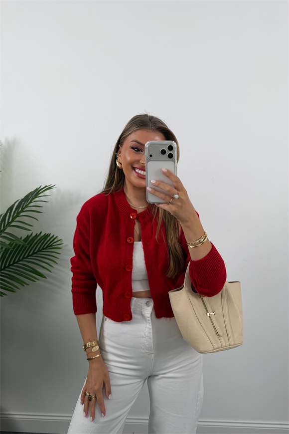 Yumoş Basic Hırka Kırmızı