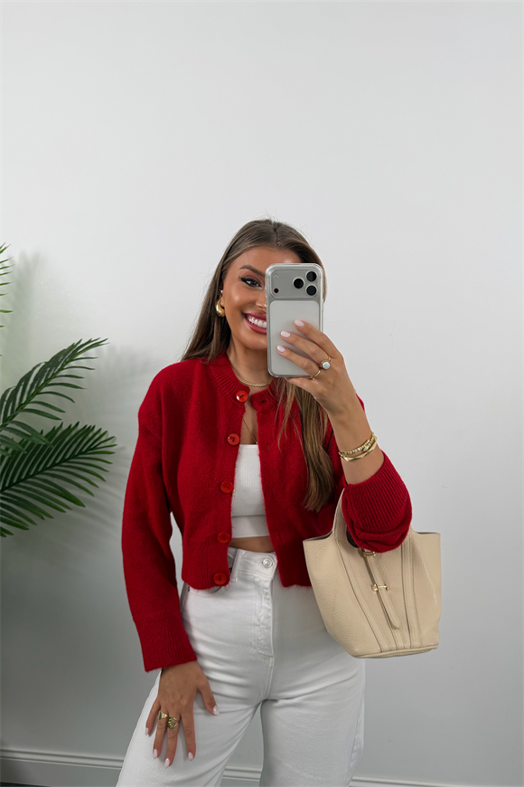 Yumoş Basic Hırka Kırmızı