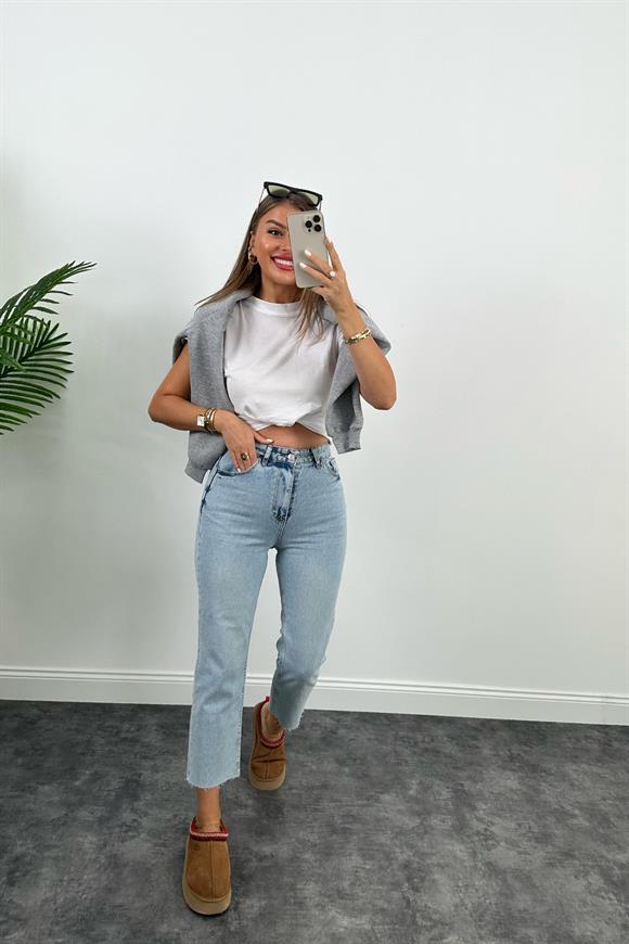 Zra Kesik Paça Flare Jean Light Blue