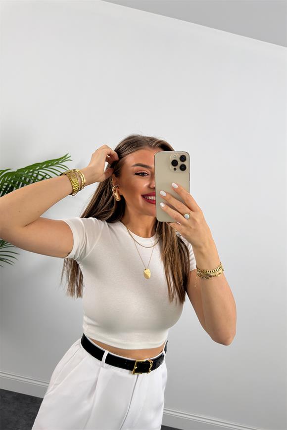 Zra Likralı Pamuklu Çelik Dokuma Basic Body Beyaz