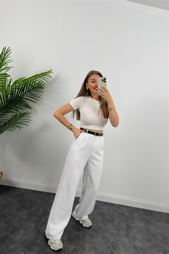 Zra Likralı Pamuklu Çelik Dokuma Basic Body Beyaz