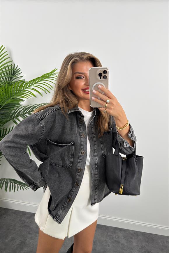 Zra Model Basic Jean Ceket Antrasit
