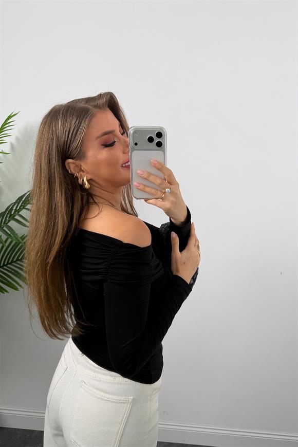 Zra Model Çapraz Yaka Likralı Sanddy Bluz Siyah