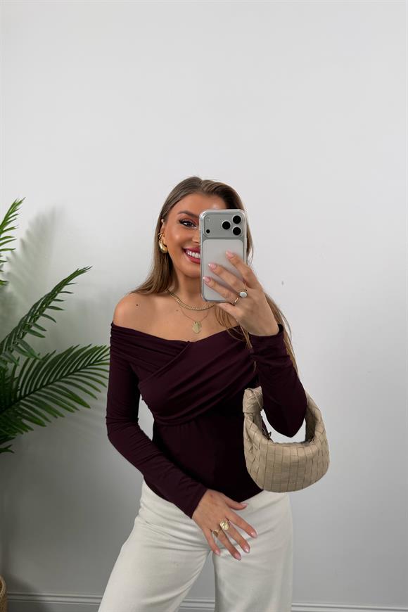 Zra Model Çapraz Yaka Likralı Sanddy Bluz Mürdüm