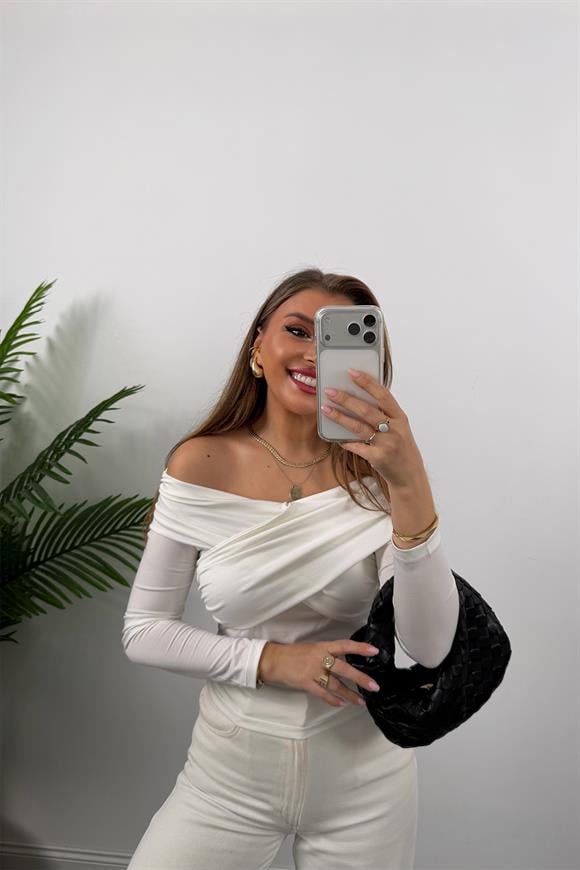 Zra Model Çapraz Yaka Likralı Sanddy Bluz Ekru