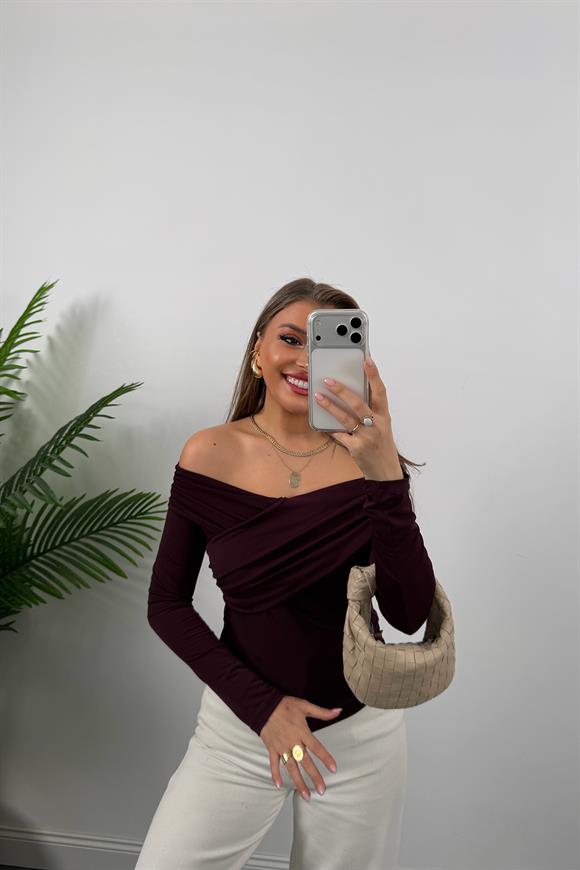 Zra Model Çapraz Yaka Likralı Sanddy Bluz Mürdüm