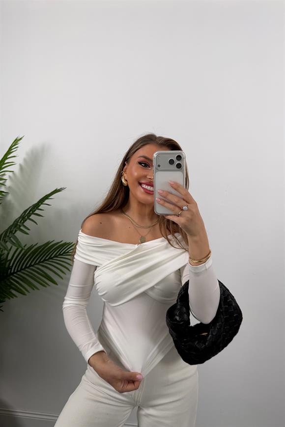 Zra Model Çapraz Yaka Likralı Sanddy Bluz Ekru