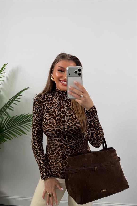Zra Model Dik Yaka Likralı Leopar Bluz