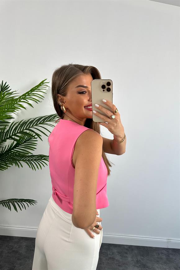 Zra Model Double Atlas Kumaş Astarlı Basic Yelek Pembe