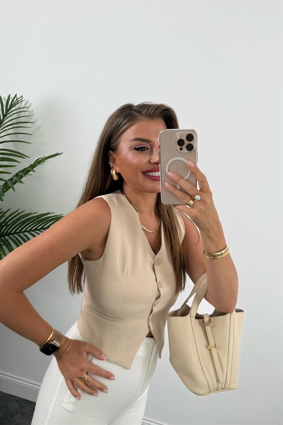 Zra Model Double Atlas Kumaş Astarlı Basic Yelek Taş 