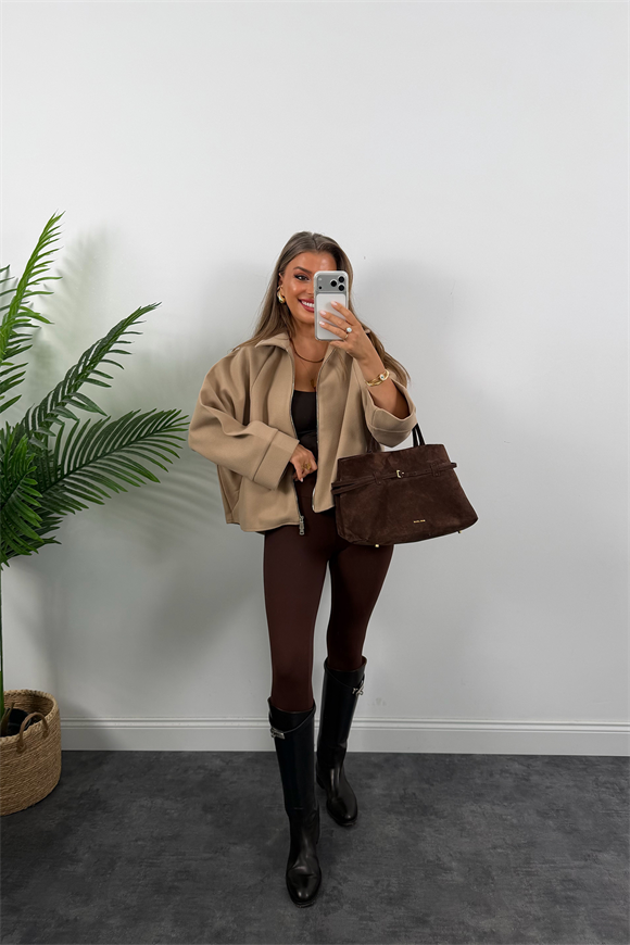 Zra Model Kaşe Panço Ceket Bej